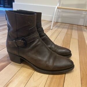 Women's Italian Brown Leather Ankle Boots
